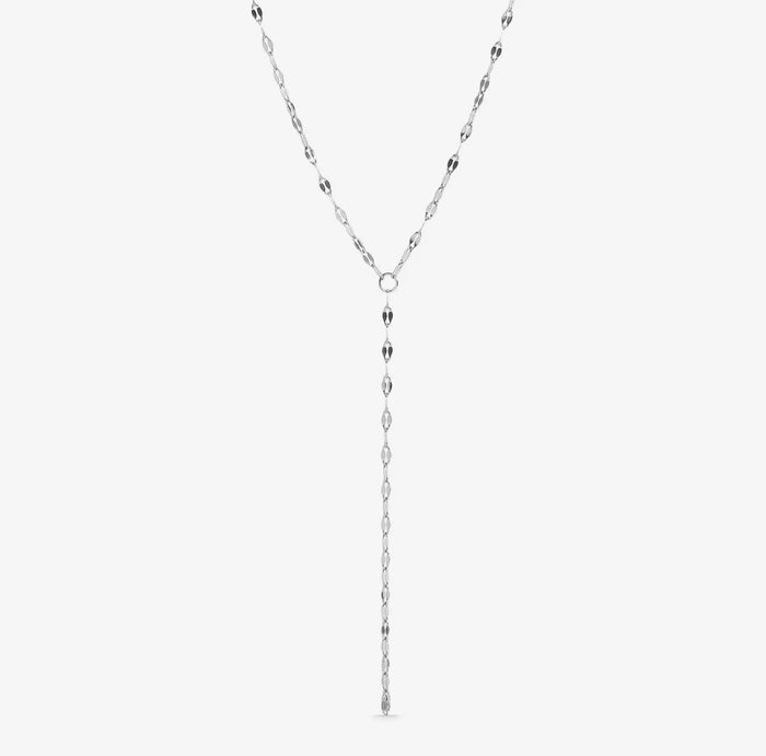 Silver Twist Lariat Necklace – 18K Gold Plated, Water & Tarnish Resistant