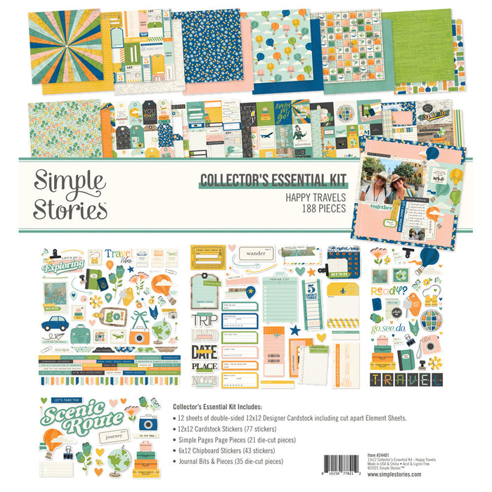 Simple Stories - 12X12 Collector's Essential Kit - Happy Travels. Available at Embellish Away located in Bowmanville Ontario Canada.