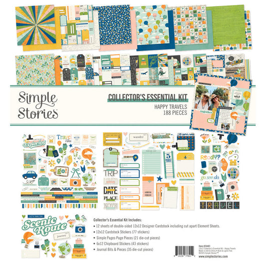 Simple Stories - 12X12 Collector's Essential Kit - Happy Travels. Available at Embellish Away located in Bowmanville Ontario Canada.