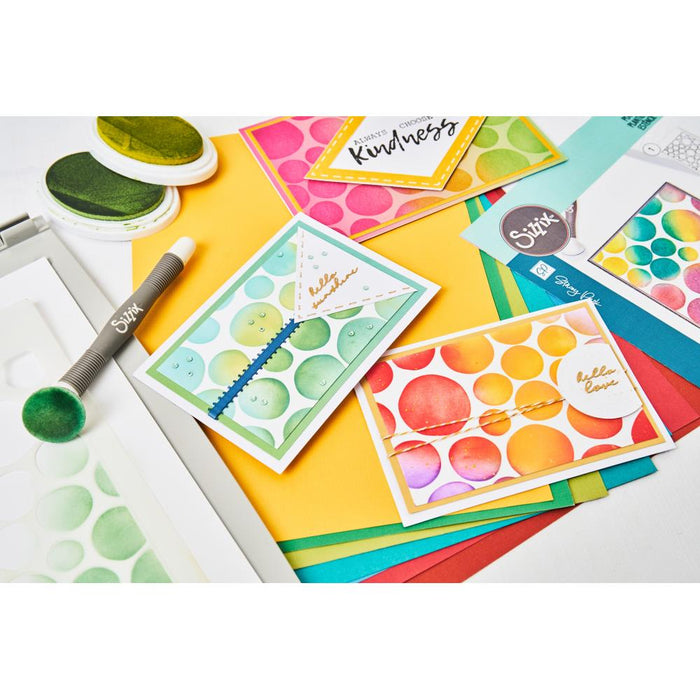 Sizzix - Fanciful Framelits Die Set By Stacey Park - 9/Pkg - Alena Arched Circles. Available at Embellish Away located in Bowmanville Ontario Canada. Example by brand ambassador.