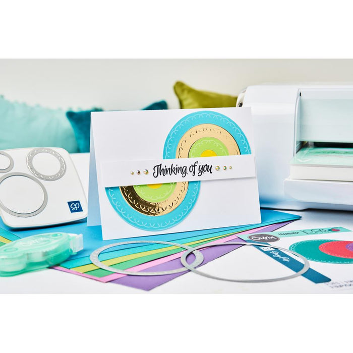 Sizzix - Fanciful Framelits Die Set By Stacey Park - 9/Pkg - Alena Arched Circles. Available at Embellish Away located in Bowmanville Ontario Canada. Example by brand ambassador.