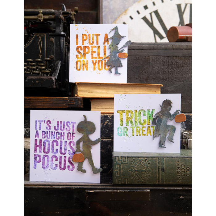 Sizzix - Thinlits Dies By Tim Holtz - 10/Pkg - Halloween Night. Halloween Night by Tim Holtz is the perfect design for the witching hour! Available at Embellish Away located in Bowmanville Ontario Canada. Example by brand ambassador.