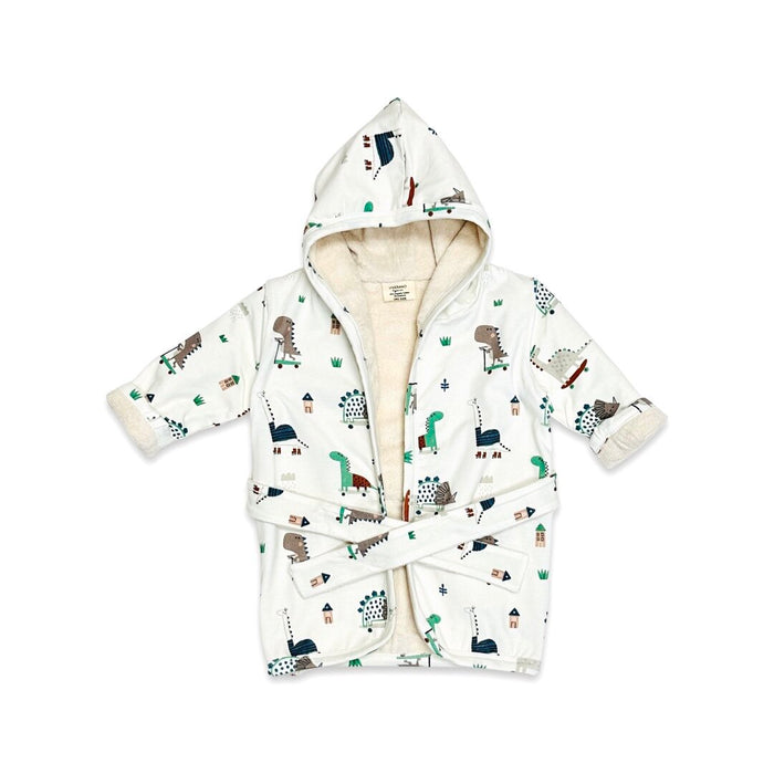 Skater Dino Hooded Baby Bathrobe (Organic Cotton)