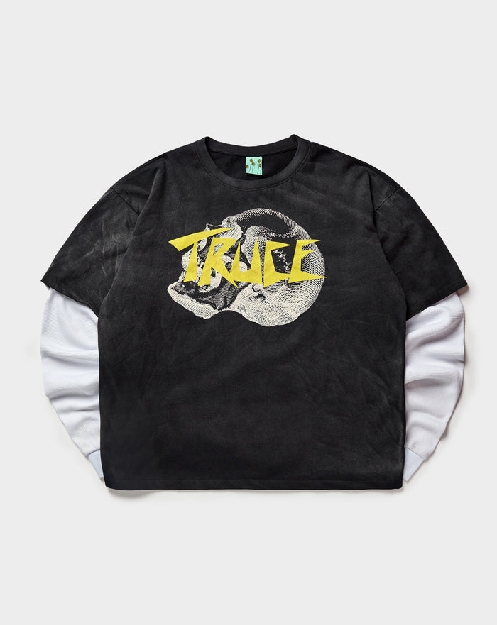 TRUCE Skull Double Layer Long Sleeve Thermal. Underground Apparel. Rule of Next Streetwear.