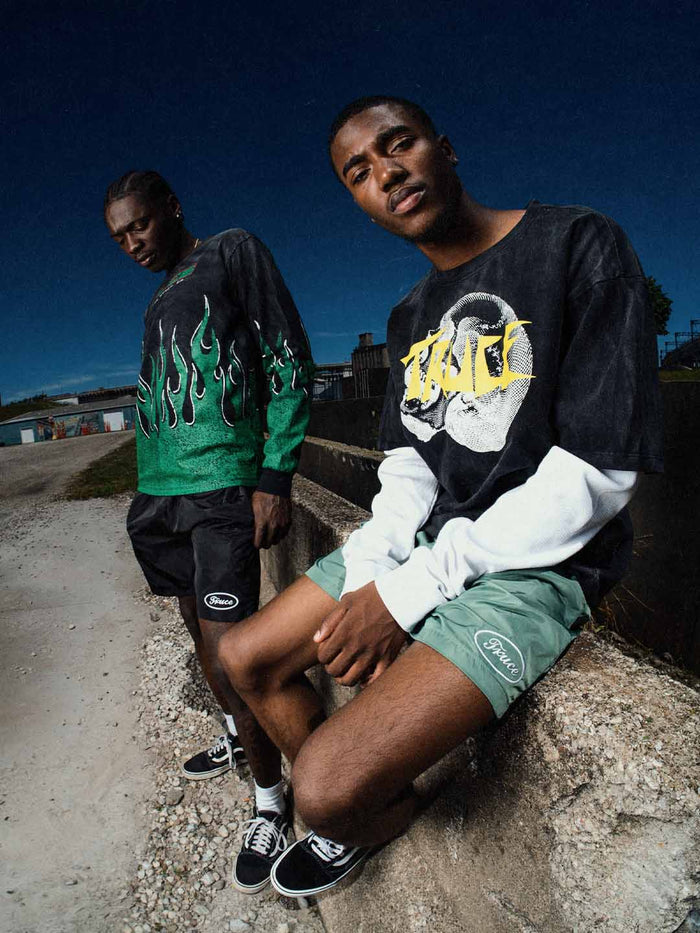 TRUCE Skull Double Layer Long Sleeve Thermal. Underground Apparel. Rule of Next Streetwear.