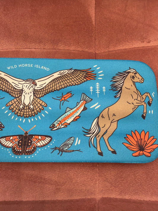 Field Guide Designs Slap Koozie with Wildhorse Island design, perfect for keeping drinks cold on Flathead Lake.