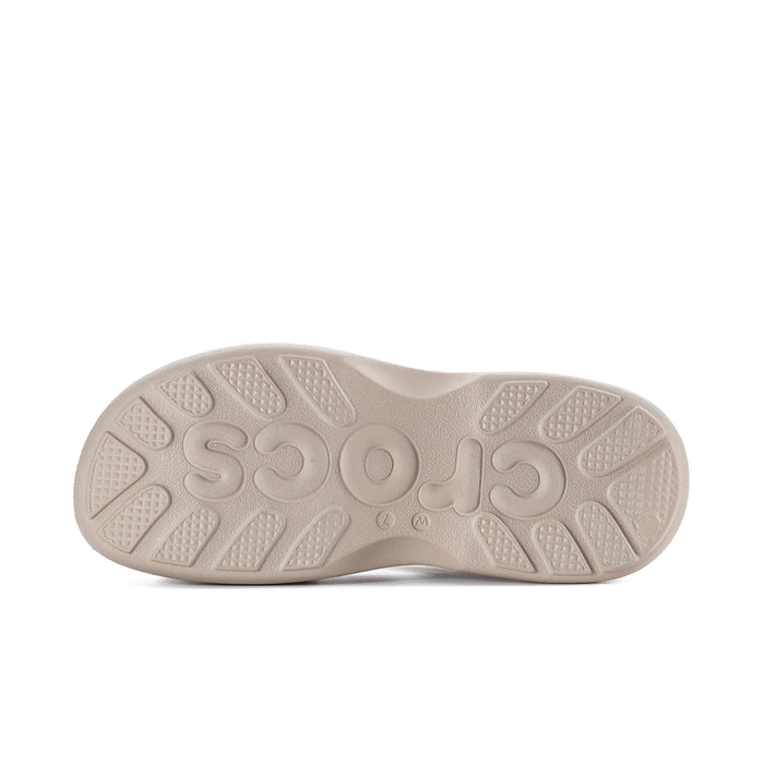 Women's light beige platform sandal outsole with grippy tread pattern