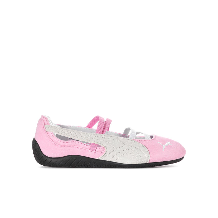 Youth ballet sneakers, pink/white, hook-and-loop strap and Puma logo on side