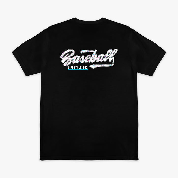 Black and white Splatter Established graphic tee — back view