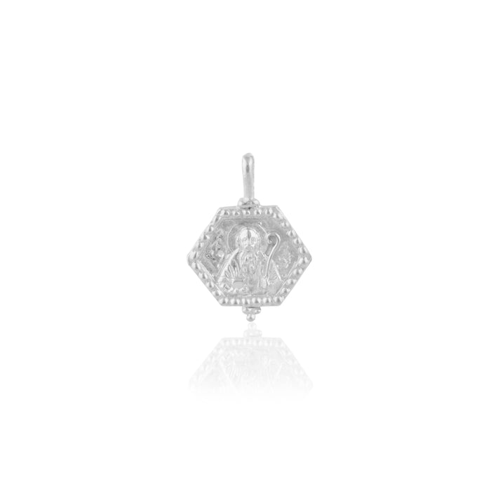 St Benedict charm silver in white background
