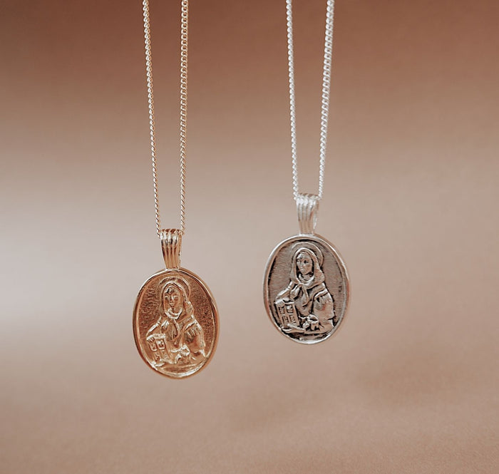 St Dymphna - Patron Saint of Anxiety Necklace - Silver