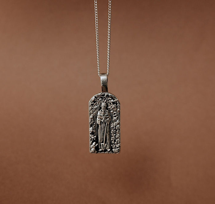 St Fiacre - Patron Saint of Gardening - CHARM ONLY - Silver