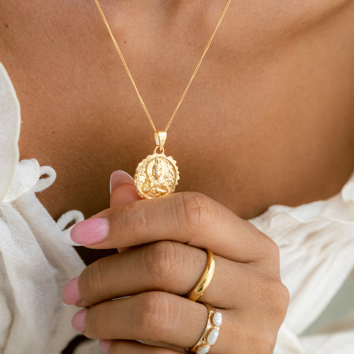 Gold St Florian Pendant - Patron Saint of Protection, Bravery & Service