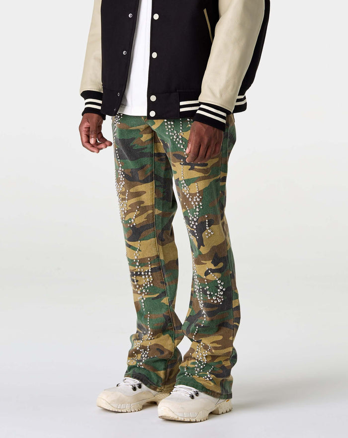 PRVT LBL Stacked Camo Studded Pant. Underground Apparel. Rule of Next Streetwear.