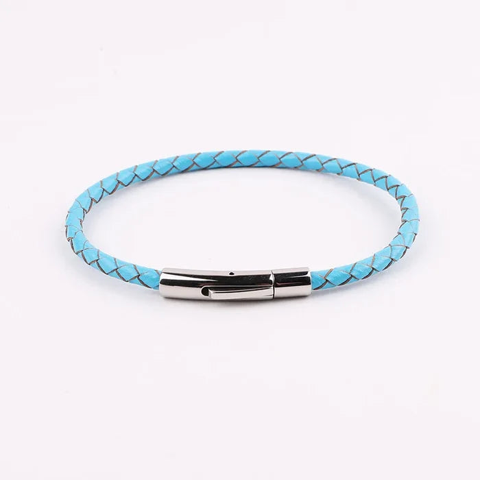 Stainless Steel Genuine 4mm Leather Bracelet