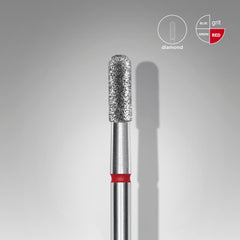 Staleks Diamond Nail Drill Bit Rounded Cylinder Red EXPERT Head Diameter 2.3 Mm / Working Part 6.5 Mm