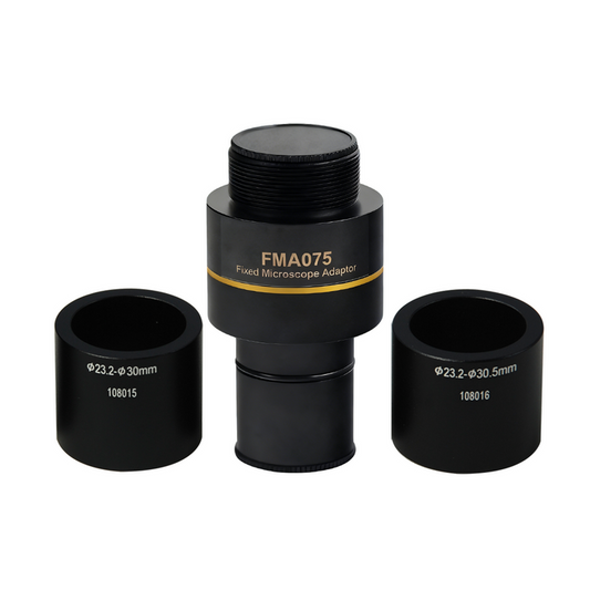 Stereo, Compound Compatible 0.75X Video Coupler, SKU CP29031401, three quarter front view