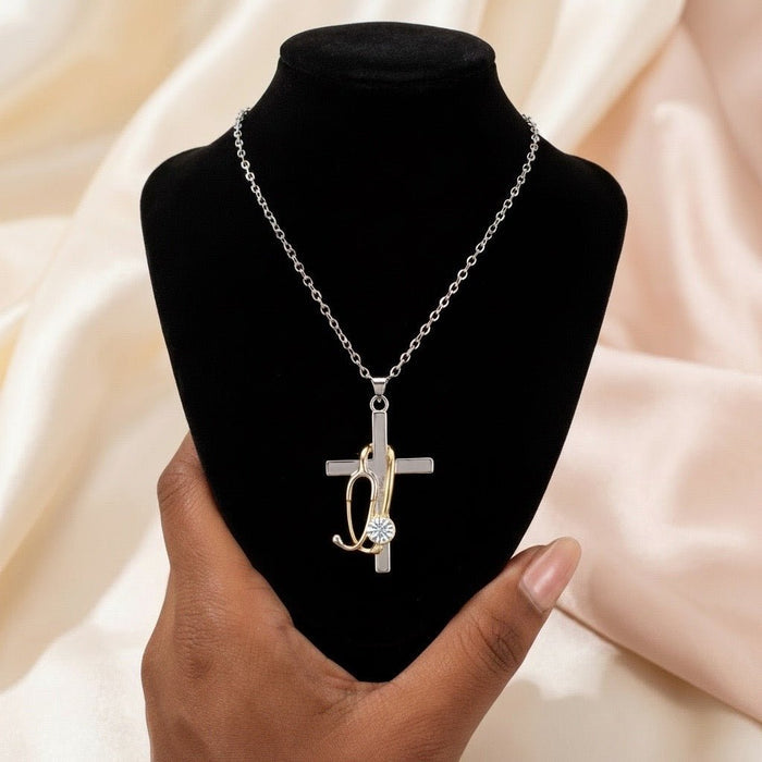 Stethoscope Cross Necklace for Nurses & Healthcare Workers - Nursecaresuites - Online Healthcare Boutiquenecklacechristian jewelrycna giftcross necklace