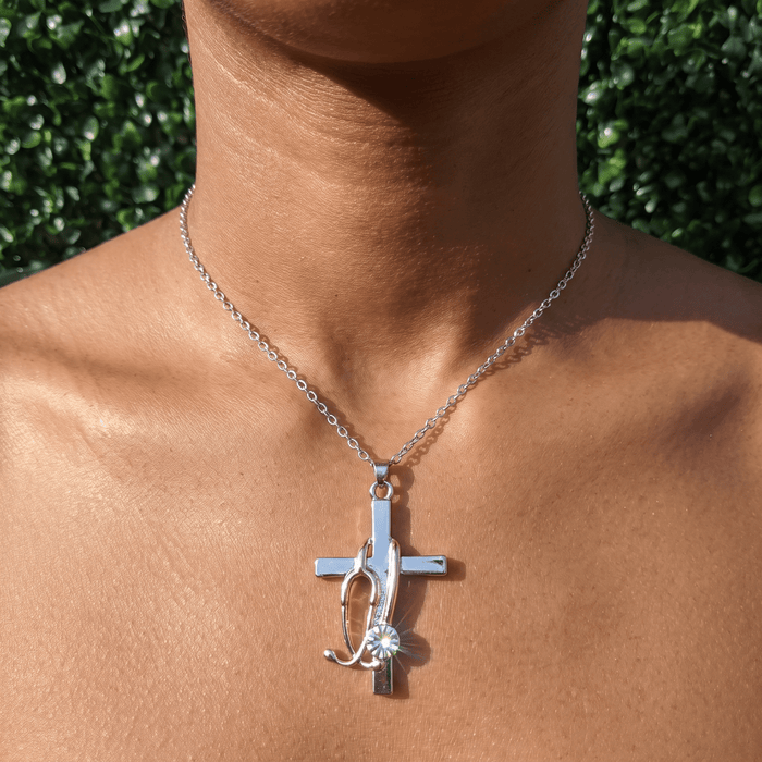 Stethoscope Cross Necklace for Nurses & Healthcare Workers - Nursecaresuites - Online Healthcare Boutiquenecklacechristian jewelrycna giftcross necklace