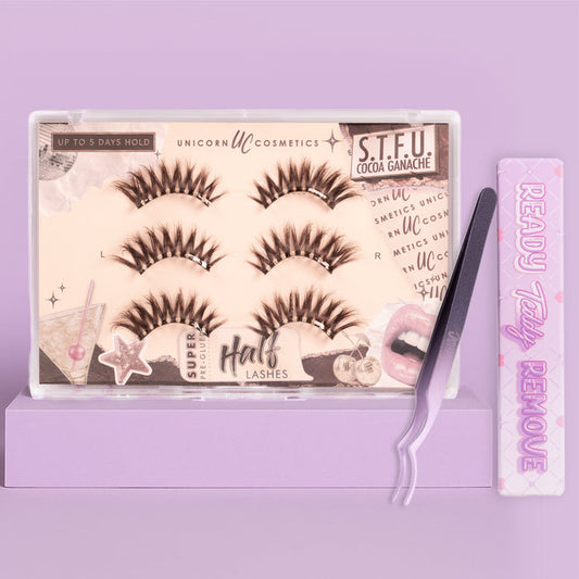 S.T.F.U. Cocoa Ganache Super Pre-Glued Half Strip Lash Starter Kit - Unicorn Cosmetics