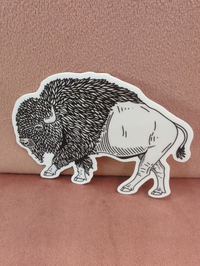 American Bison sticker by Field Guide Designs featuring a detailed illustration of a bison on a sticker sheet