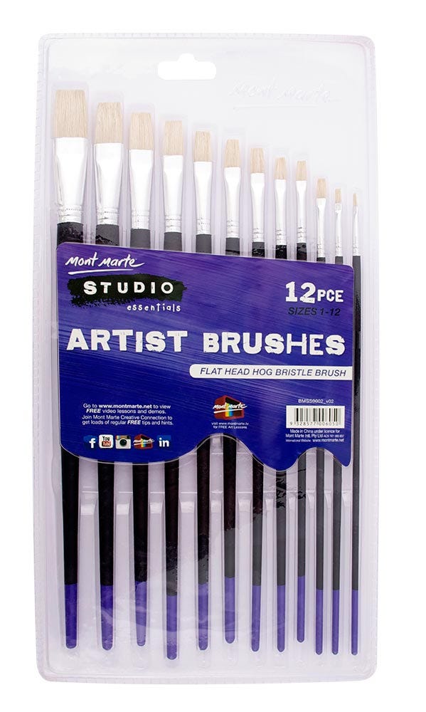 Studio Artist Brushes 12pce Flat 1-12