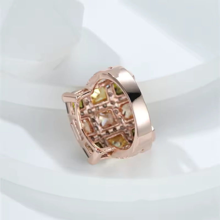 Stunning Square Pave CZ Crystal Chunky Large Statement Women Finger Ring Size 7