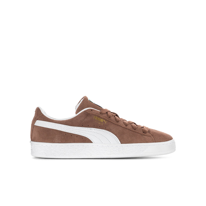 Youth suede sneakers in brown with white PUMA stripe and white sole