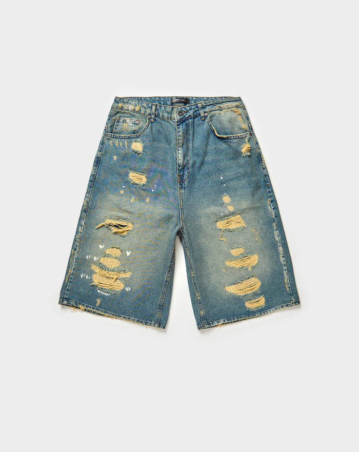 PRVT LBL Sunfade Denim Jort. Underground Apparel. Rule of Next Streetwear.