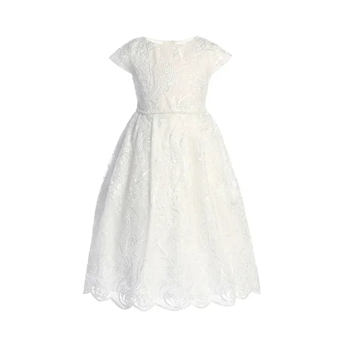 Sweet Kids Sequin Detail Floral Lace w/ Petite Waist Dress