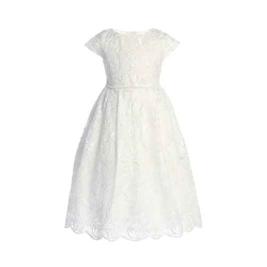 Sweet Kids Sequin Detail Floral Lace w/ Petite Waist Dress