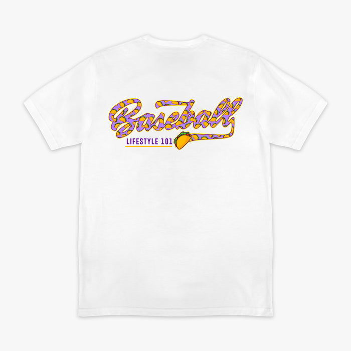 White Taco Established graphic tee — back view