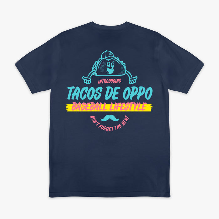 Navy Taco graphic tee — back view