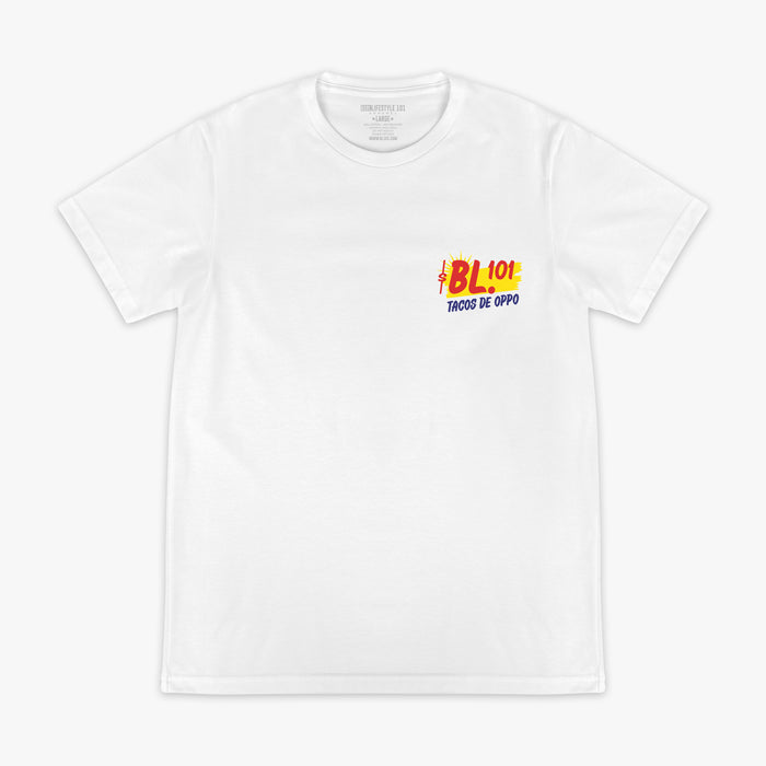 White Taco graphic tee — front view