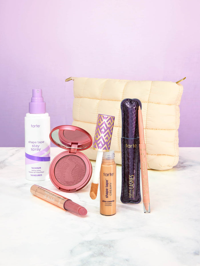 tarte™ puffy makeup bag in cream