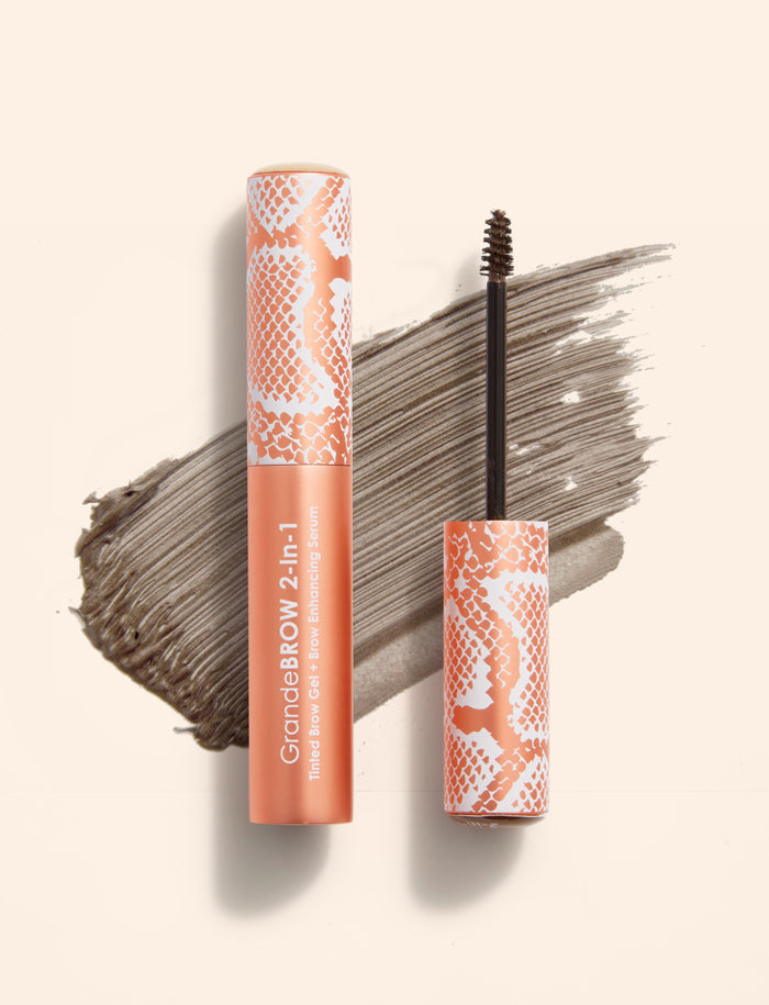 Taupe | GrandeBROW 2-in-1 Travel Size A breakthrough 2-in-1 tinted brow gel with mini fibers & brow enhancing serum that delivers instant color & volume, plus it promotes tinted, thicker looking brows over time.