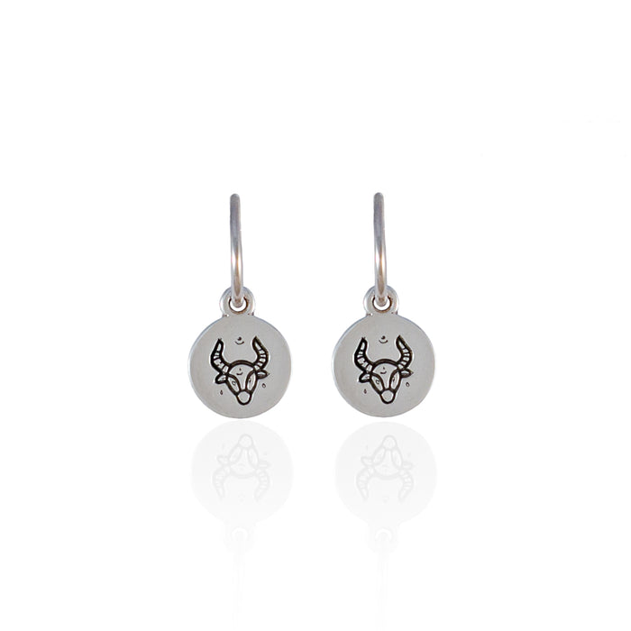 Taurus Mini Zodiac Hoops - Silver