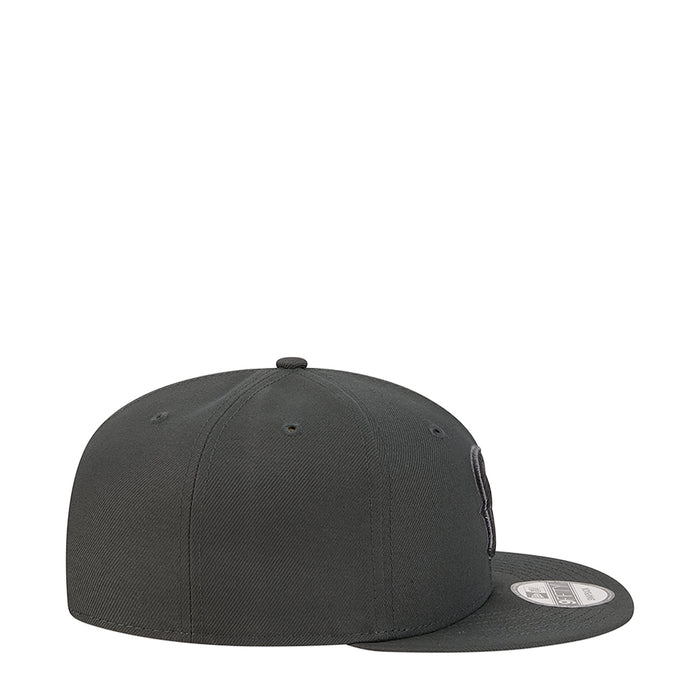 Dark gray baseball cap side profile with curved brim and ventilation eyelets