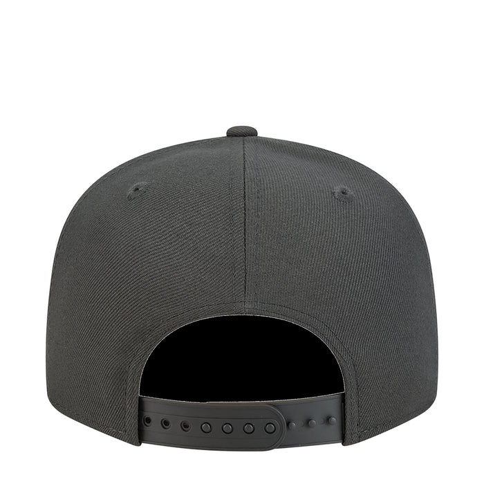 Dark gray baseball cap back view with adjustable strap and ventilation eyelets