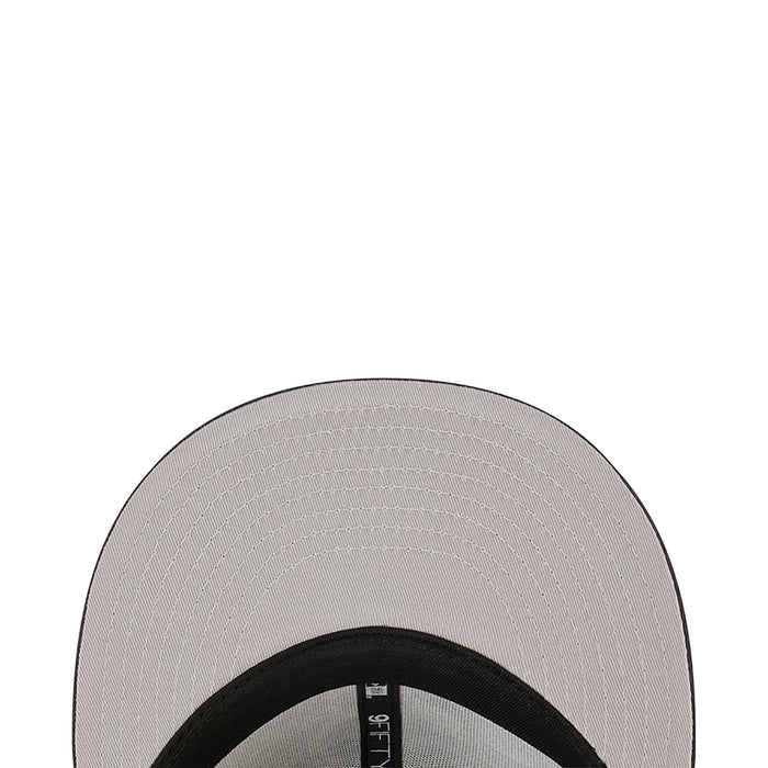 Light gray cap underside with black inner band and stitched brim edge