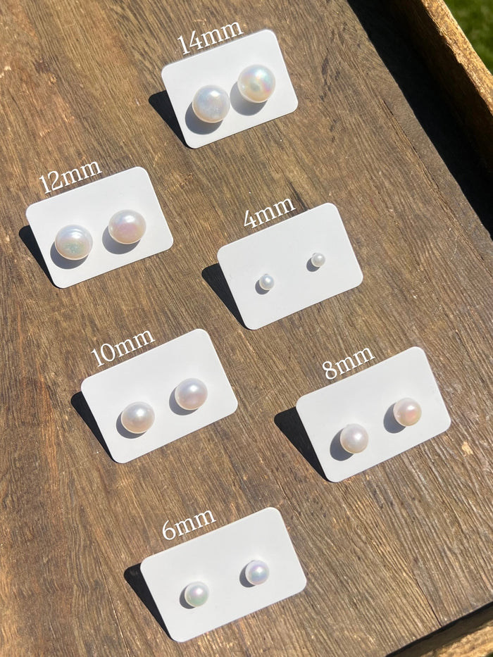 The Bianca Pearl Button Stud Earrings - 4mm