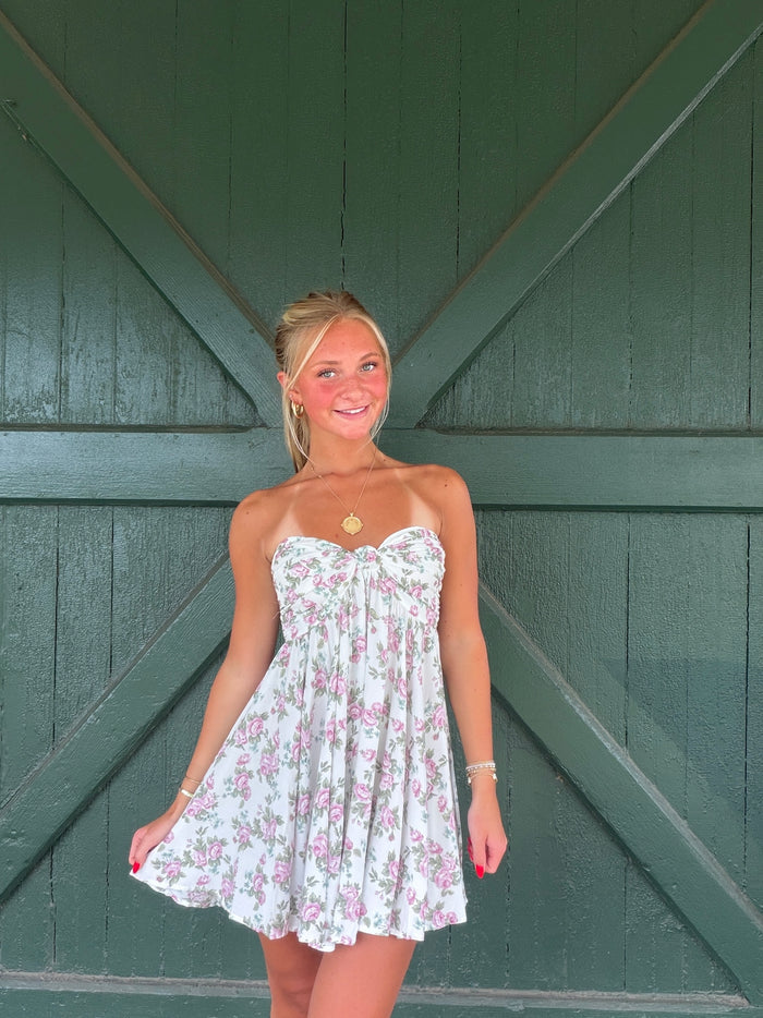 The Camilla Dress – Floral Strapless Mini
