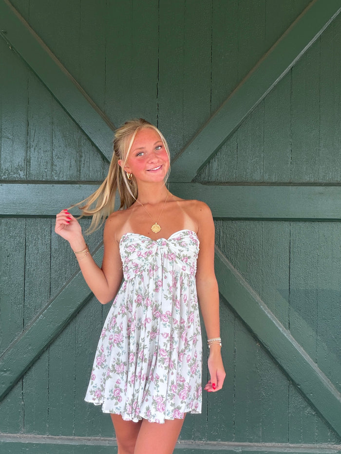 The Camilla Dress – Floral Strapless Mini