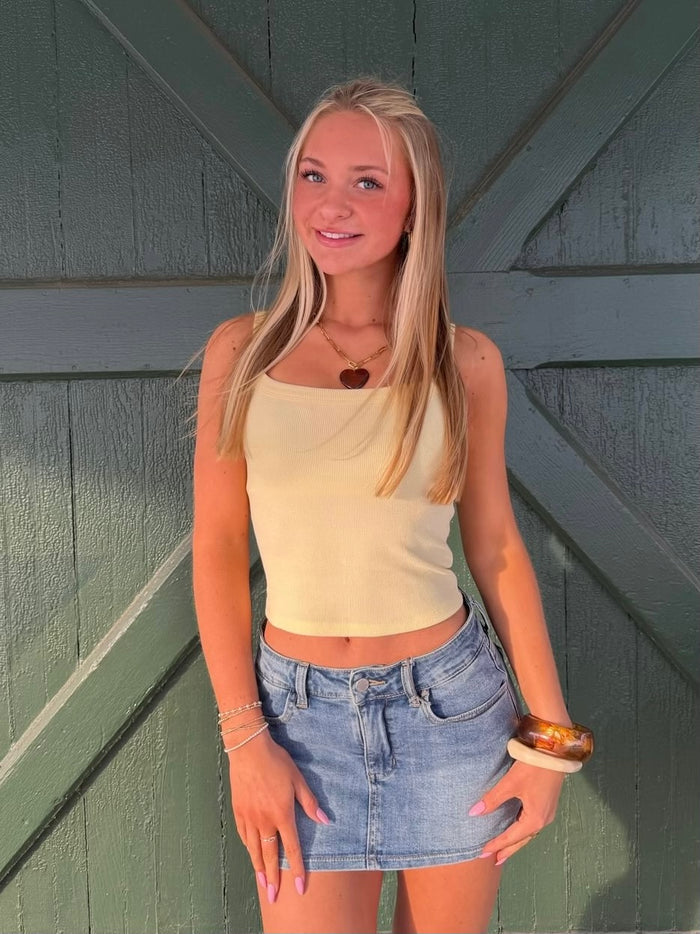The Classic Denim Skort – Blue Jean Skort with Built-In Shorts