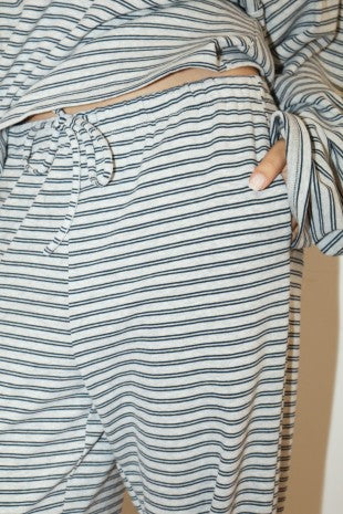 The Dylan Heather Grey Stripe Knit Wide Leg Pant