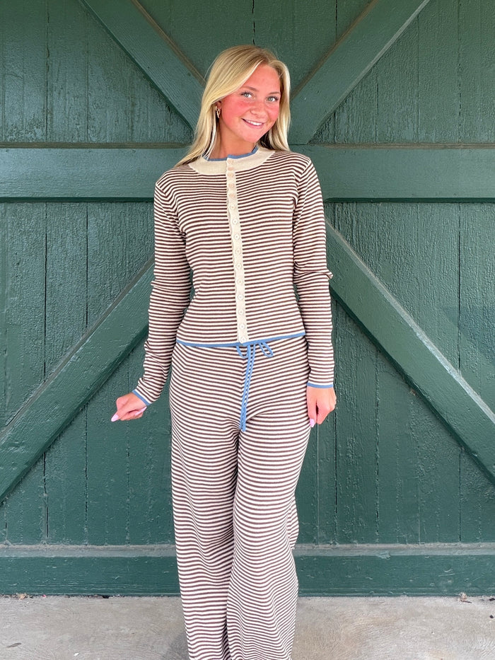 The Hudson Stripe Long Sleeve - Brown