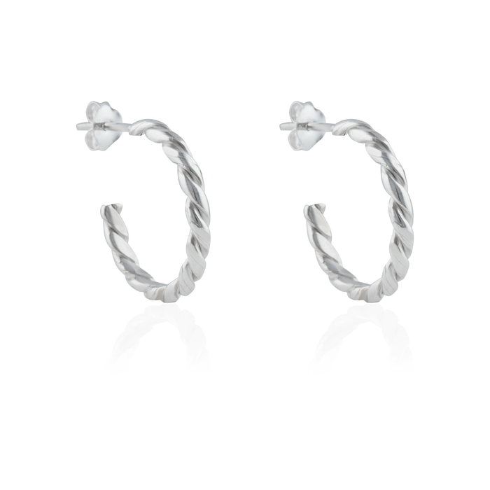 The hoops earrings silver on white background