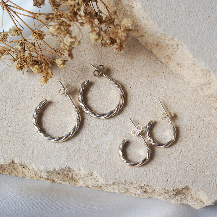 The Hudson Twisted Hoops  - Silver