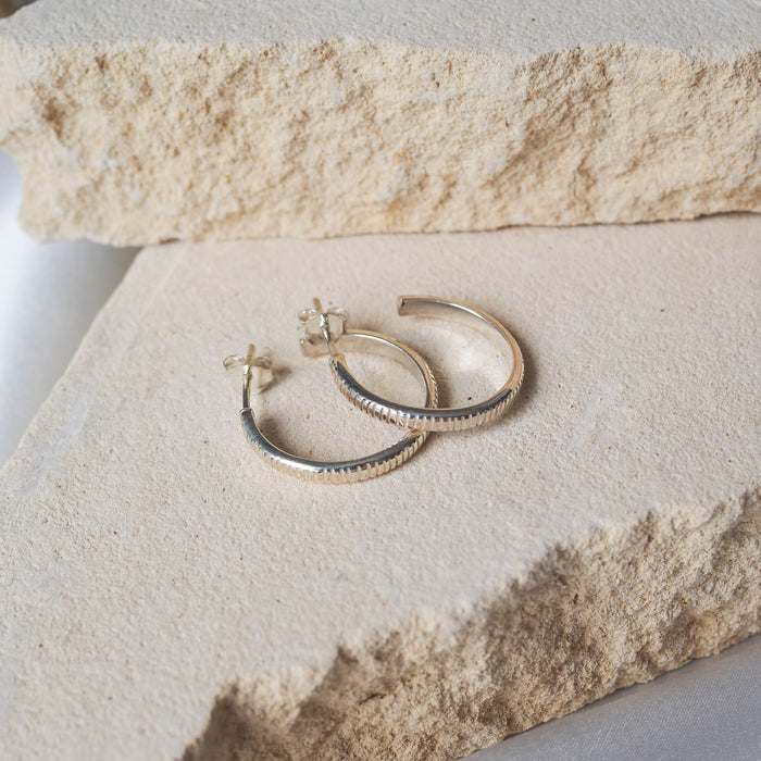 Luna & Rose Stripe Silver Earrings