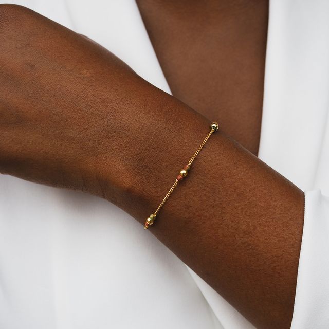 close up of quinn bracelet on a woman hand